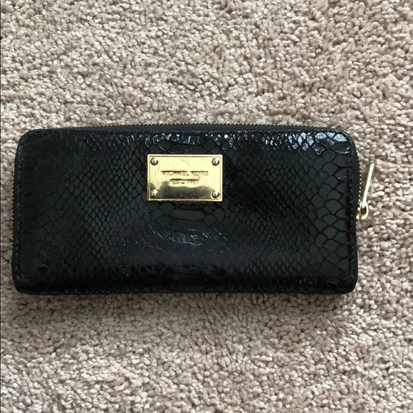 Michael Kors Handbags - Michael Kors Zip Around Python Wallet